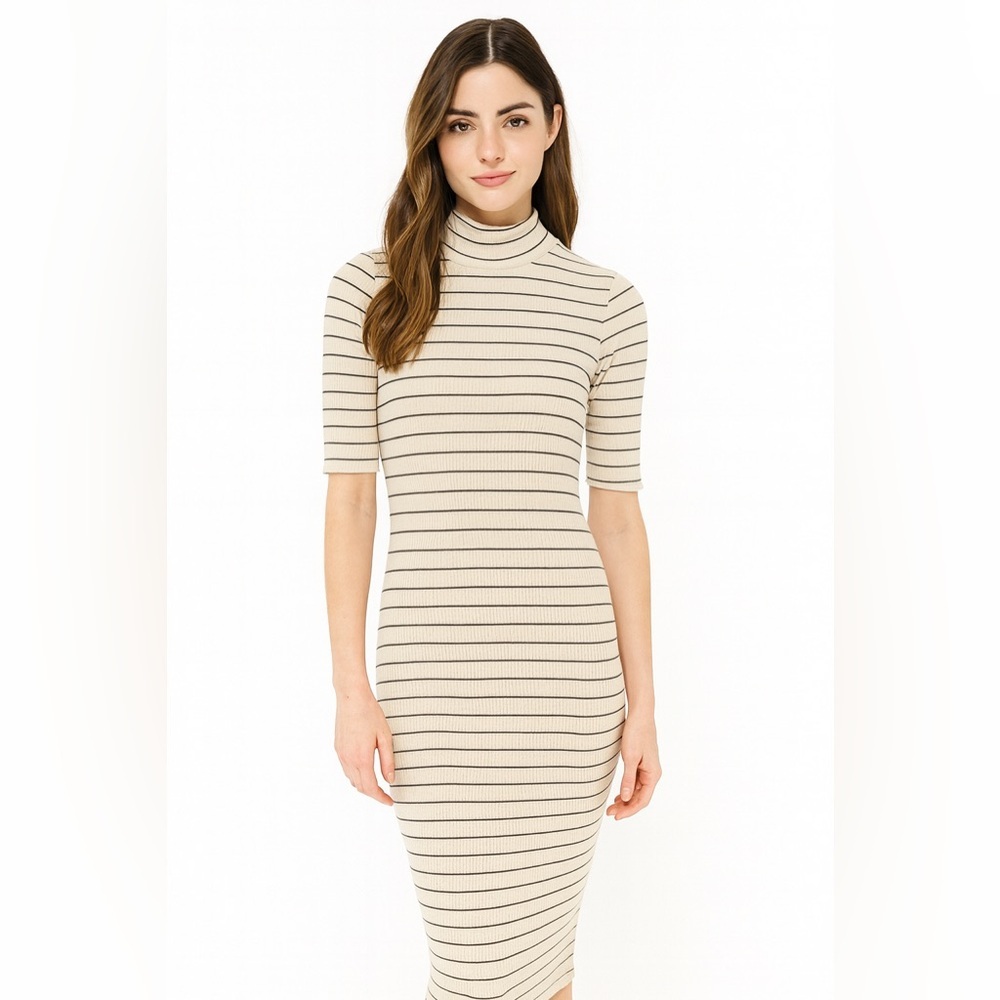 H&M stripe mock neck dress